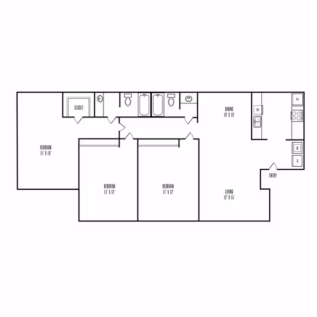 3 Beds • 2 Bath 2080 floor plan